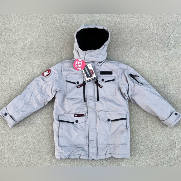 Canada Parka Jacket Weather Gear Waterproof Grey Boys Size Large 14-16 Brand New
